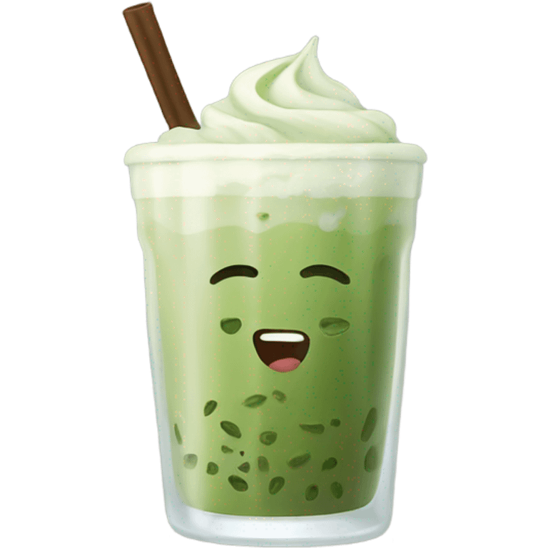 Iced matcha latte in a curvy glass  emoji