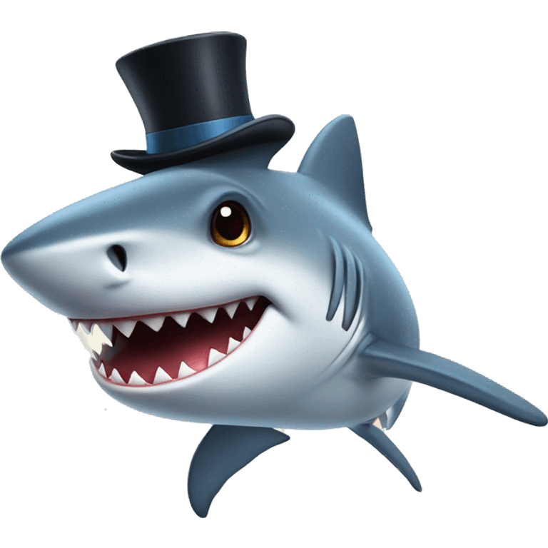 Shark with a top hat emoji