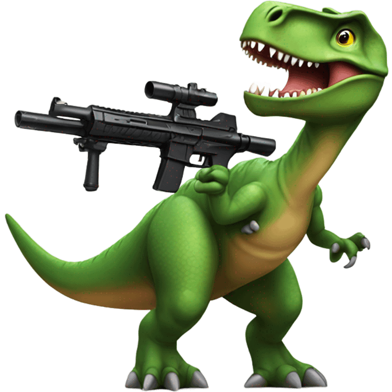 Dinosaur with a gun emoji