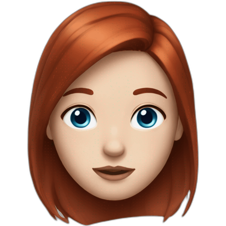 Dark red hair medium length girl blue eyes freckles emoji