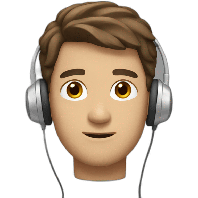 men, brown hair, headphone emoji