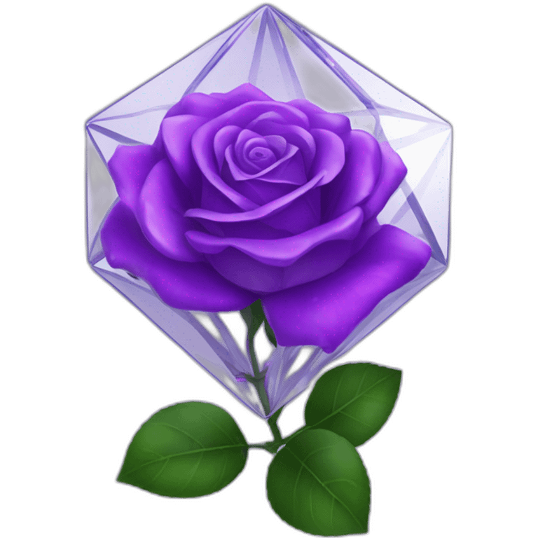 Violet Rose in shiny glass octahedron emoji