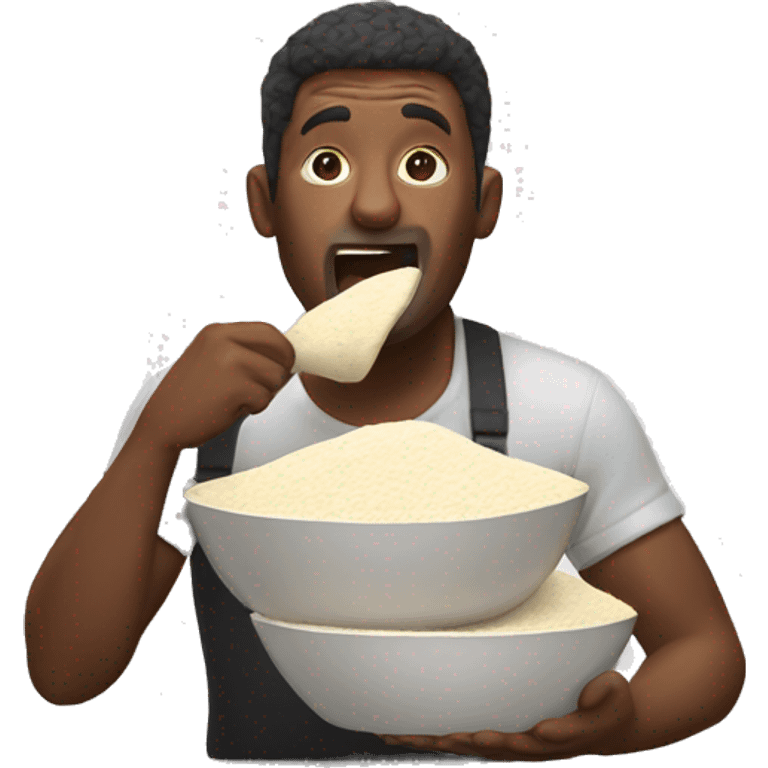 Man eating a pile of flour emoji