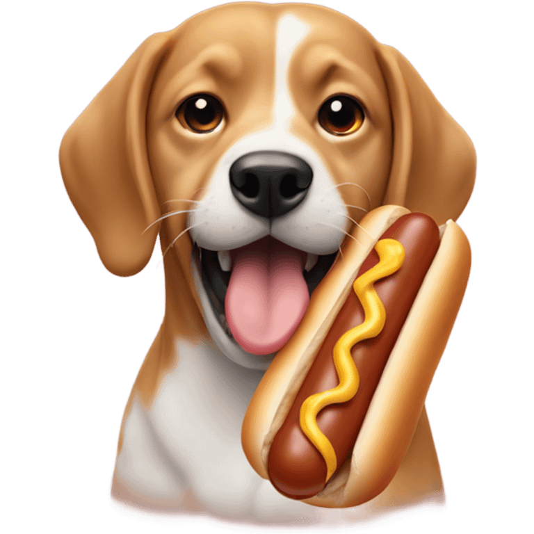 A dog holding a hot dog in its mouth emoji