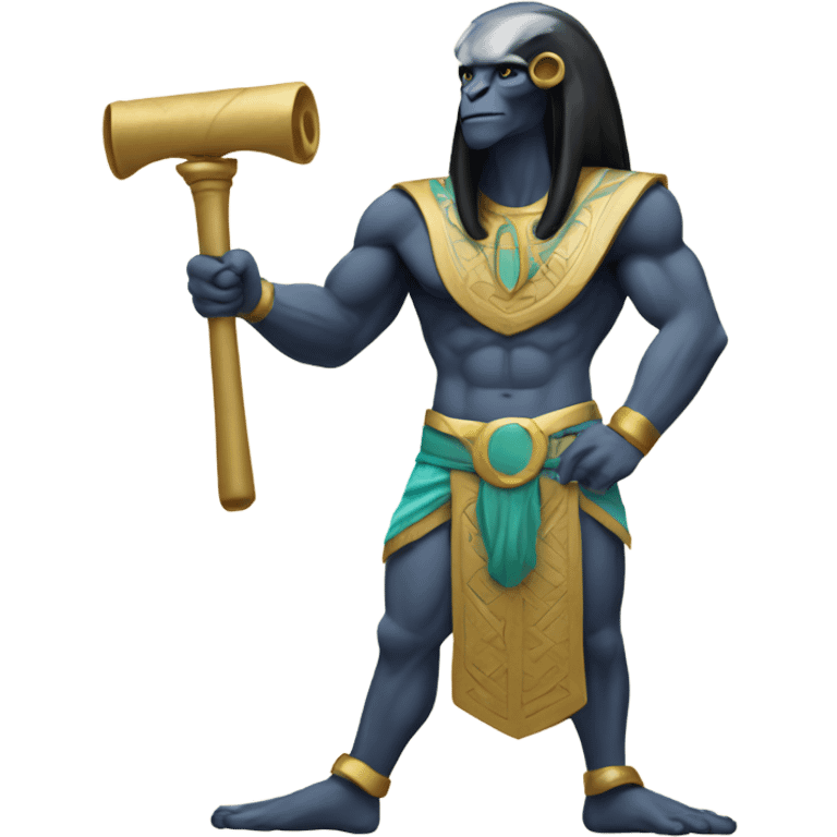 Thoth muscular holding a scroll emoji