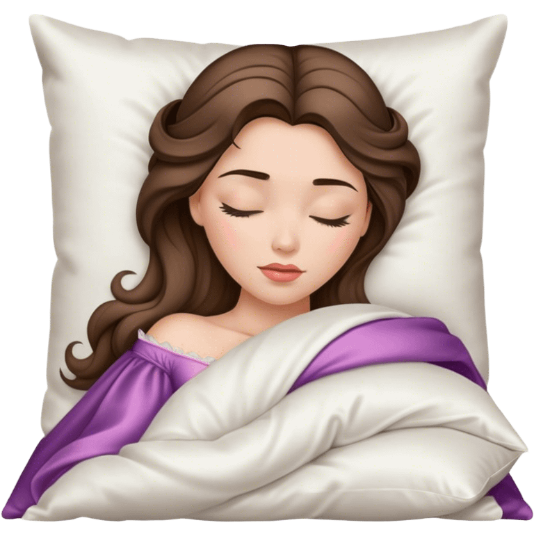 sleeping beauty brunette with highlights white girl with a silk pillow emoji