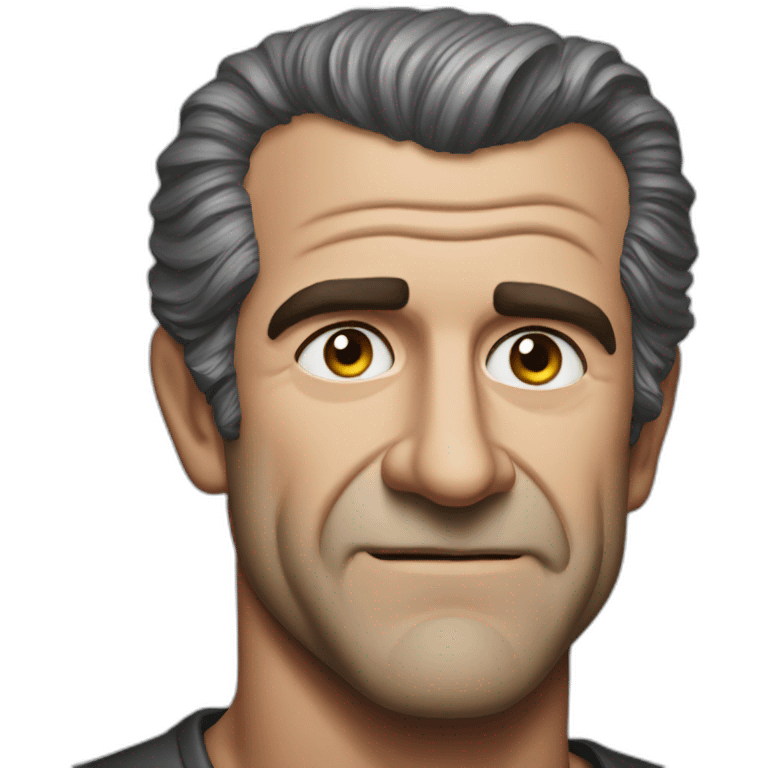 Mel Gibson portrait without smile emoji