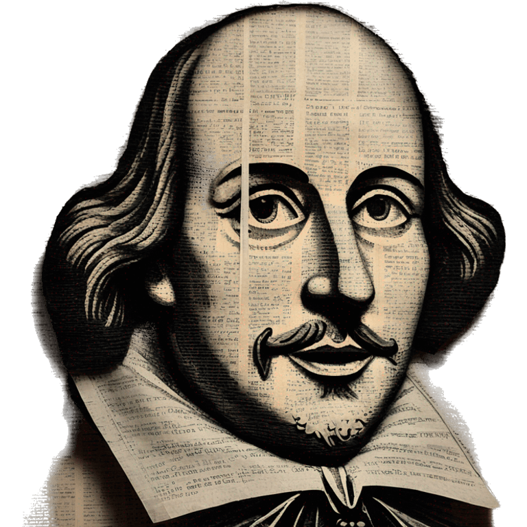 Shakespeare made of newspaper cuttings 420 roses flowers emoji