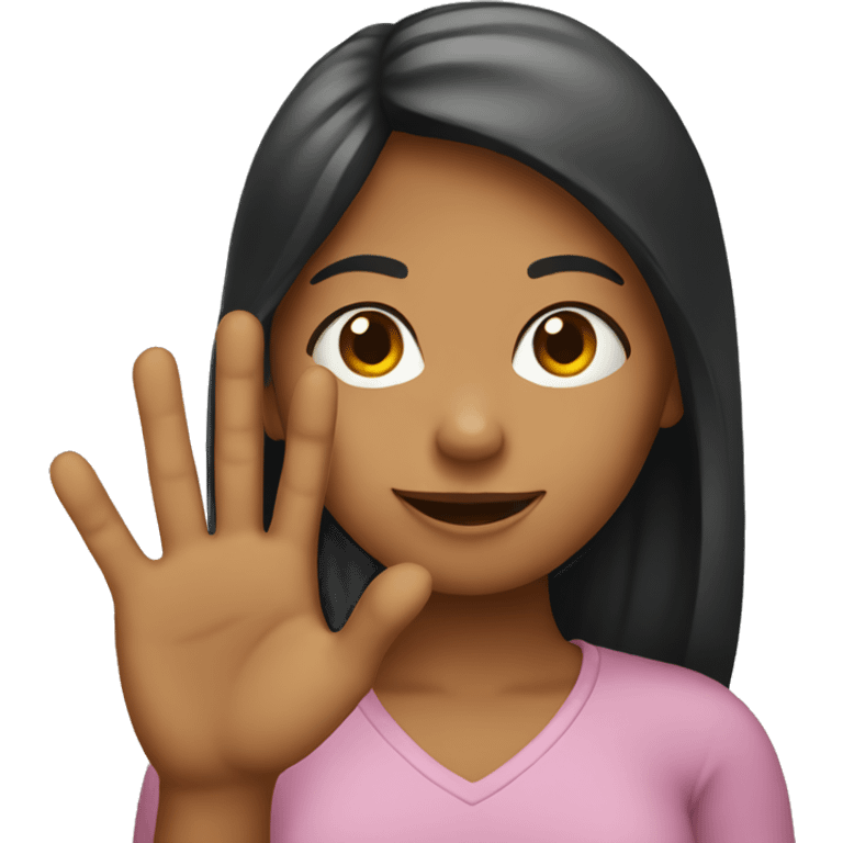 girl holding up four fingers emoji