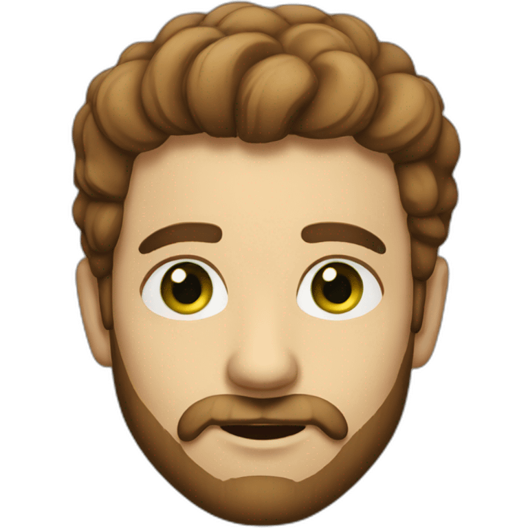 Man with hazelnut green eyes, short beard,  emoji