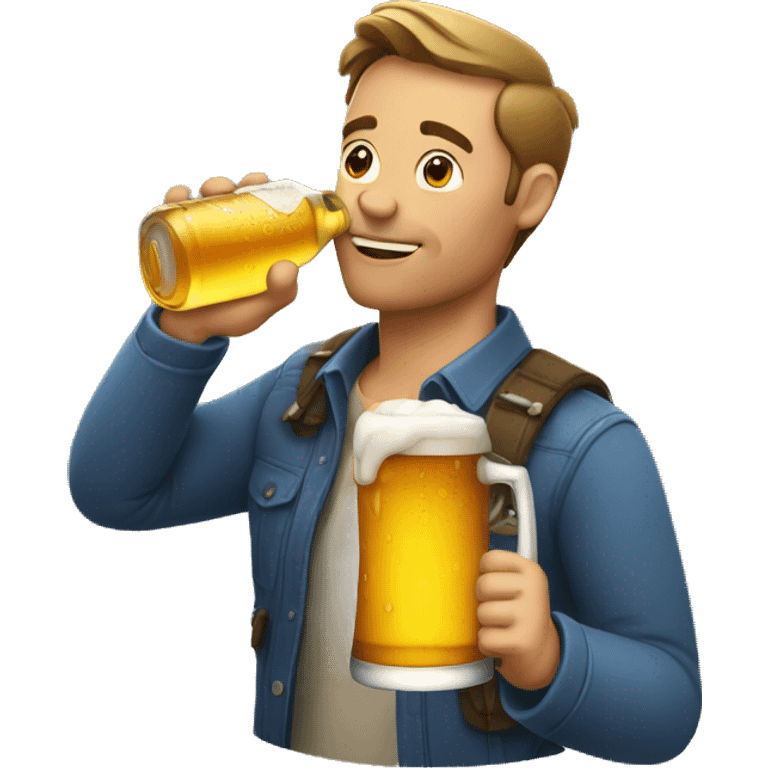 a man drinking a bottle of beer emoji