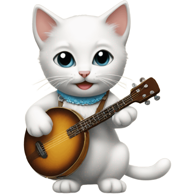 Kitten playing banjo emoji