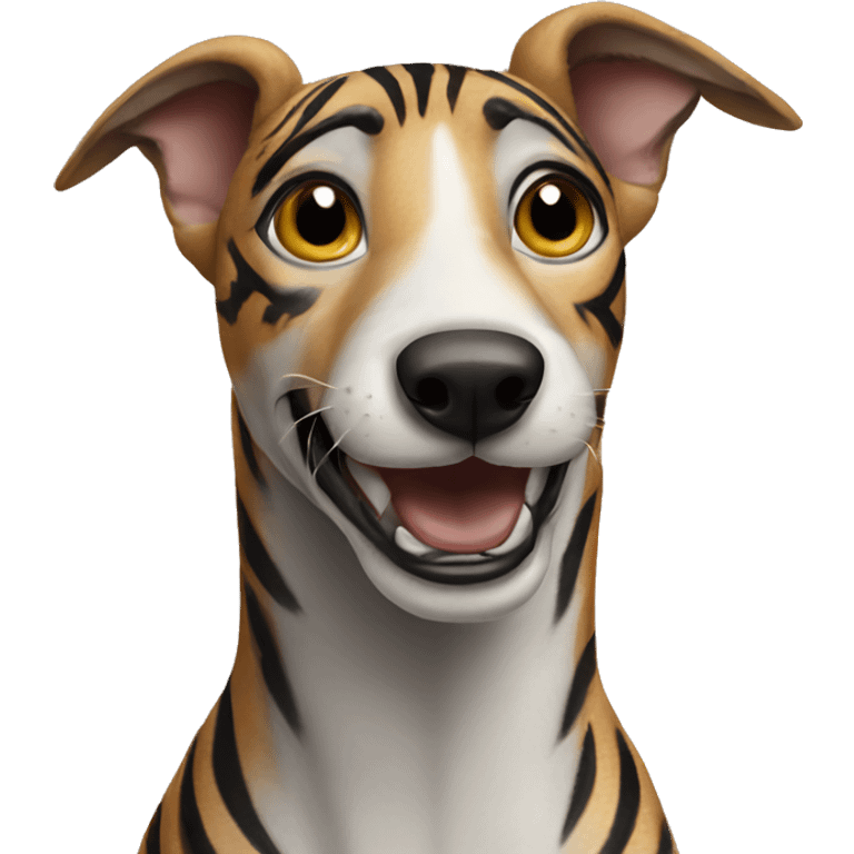  tiger greyhound with stripes on nose jumping emoji