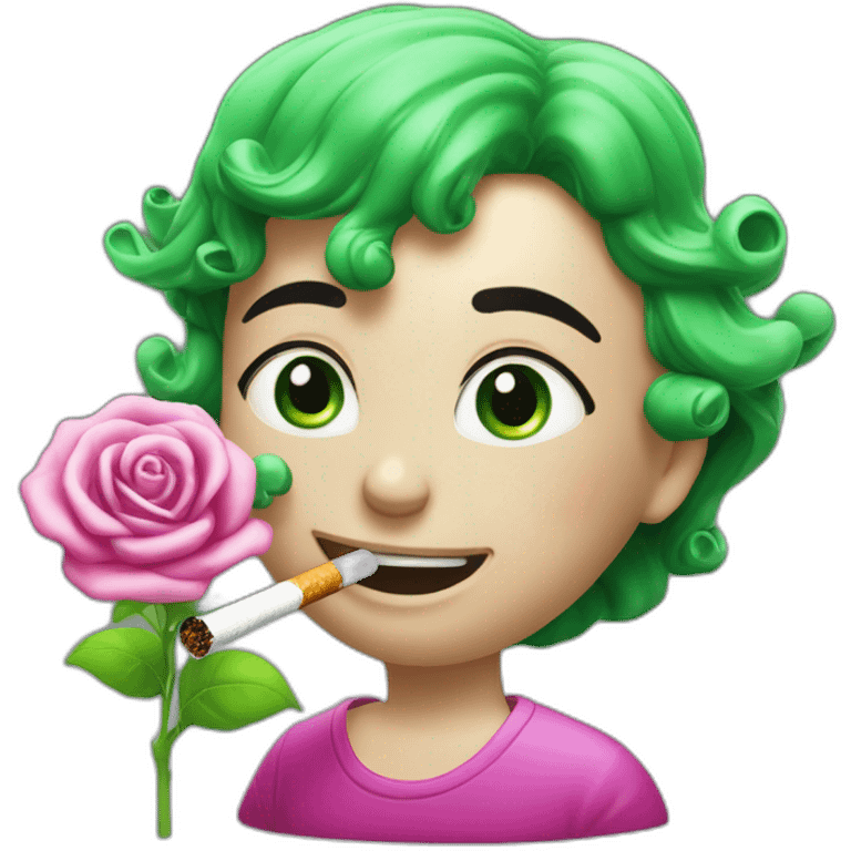 sam2pcs fume une cigarette verte avec un nounous imaginaire rose emoji