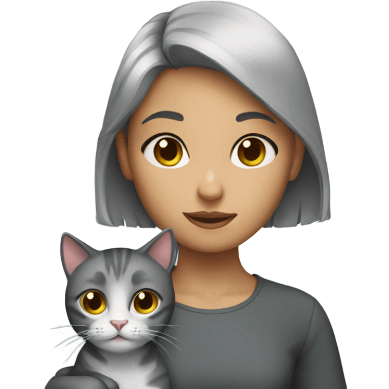 girl with grey cat emoji