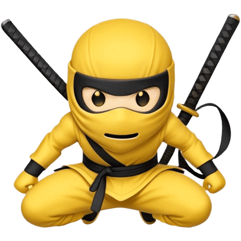 A round smiley face that's a ninja , colour yellow  emoji