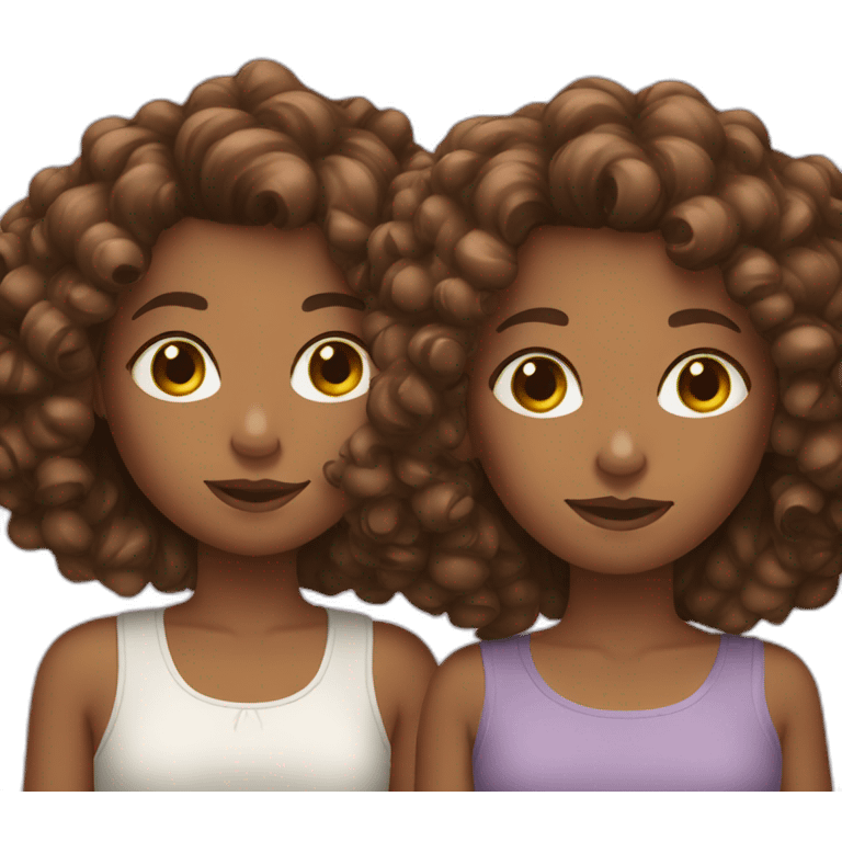 Two sisters with Brown curly hair  emoji