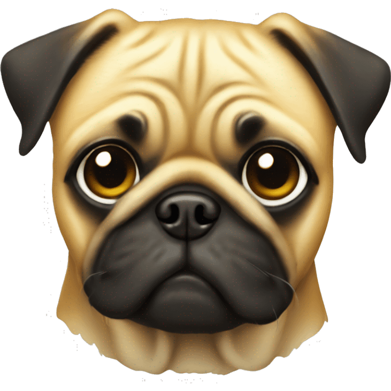 golden shiny coin face of a pug on it emoji