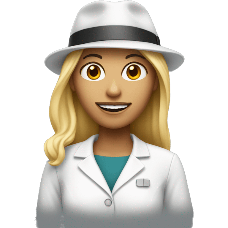 White skin female with blond hair and with phd student hat emoji