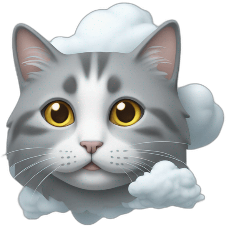 Un chat gris sur un nuage emoji