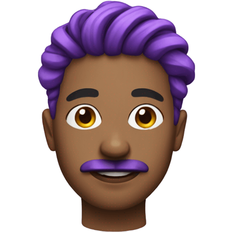 Nonbinary person with mustache fade and purple locs emoji