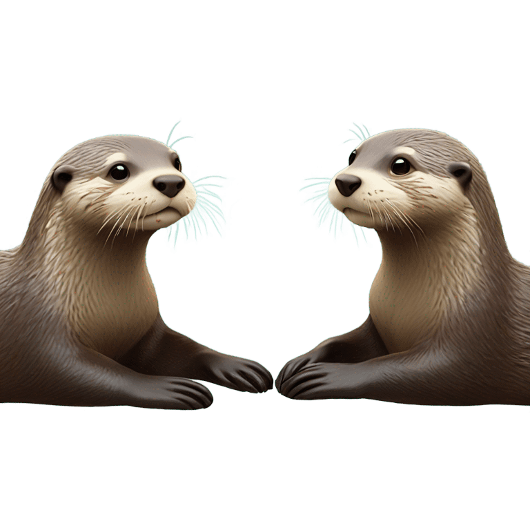 Two Otters making a heart shape with bodies emoji