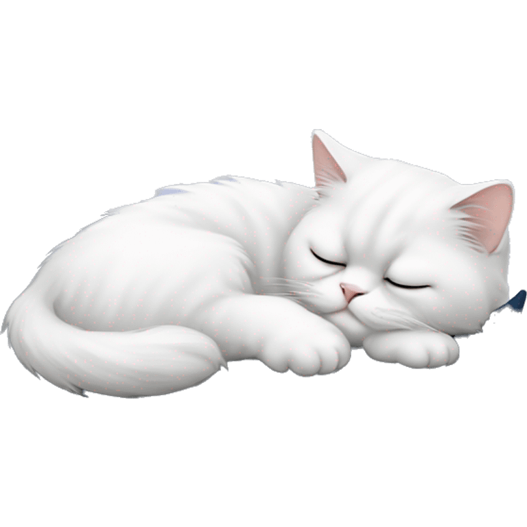 White Persian cat sleeping on crescent moon  emoji