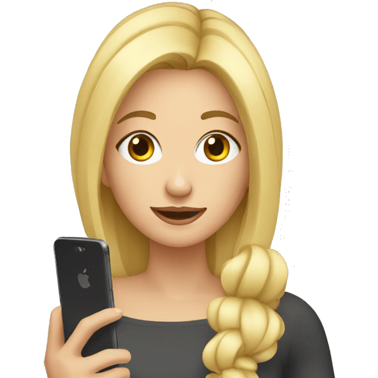 Blonde content creator holding a phone emoji