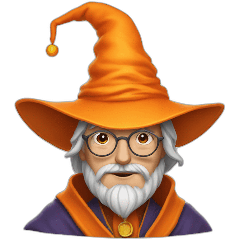 portrait of a wizard of Sillyness, with an orange hat emoji