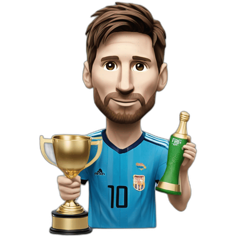 Lionel Messi mit dem WM Pokal emoji