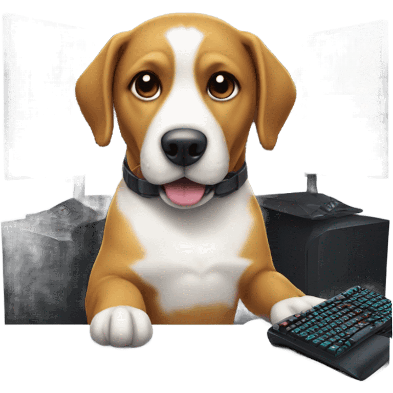 Dog at a gaming setup emoji