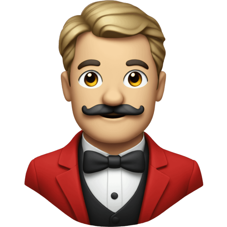 a butler in a red suit with a moustache invites you to come in waist-deep emoji