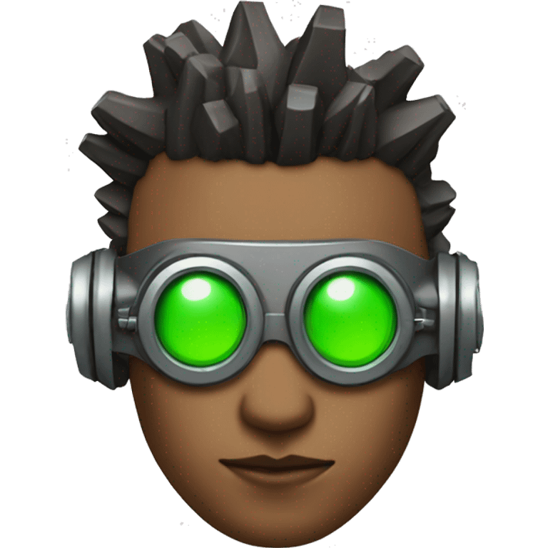 Male cyborg with red Mohawk and green steampunk goggles emoji