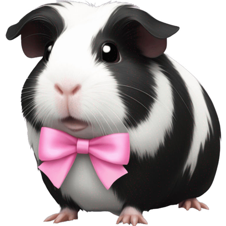 Blak-white Guinea pig with pink bows  emoji