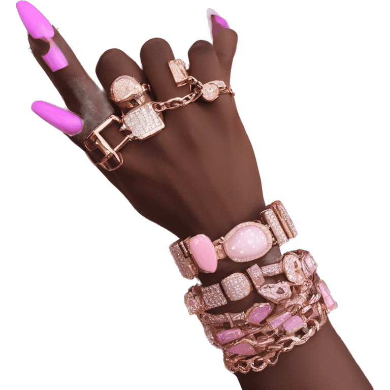 Dark hand luxury bracelet pink nails emoji