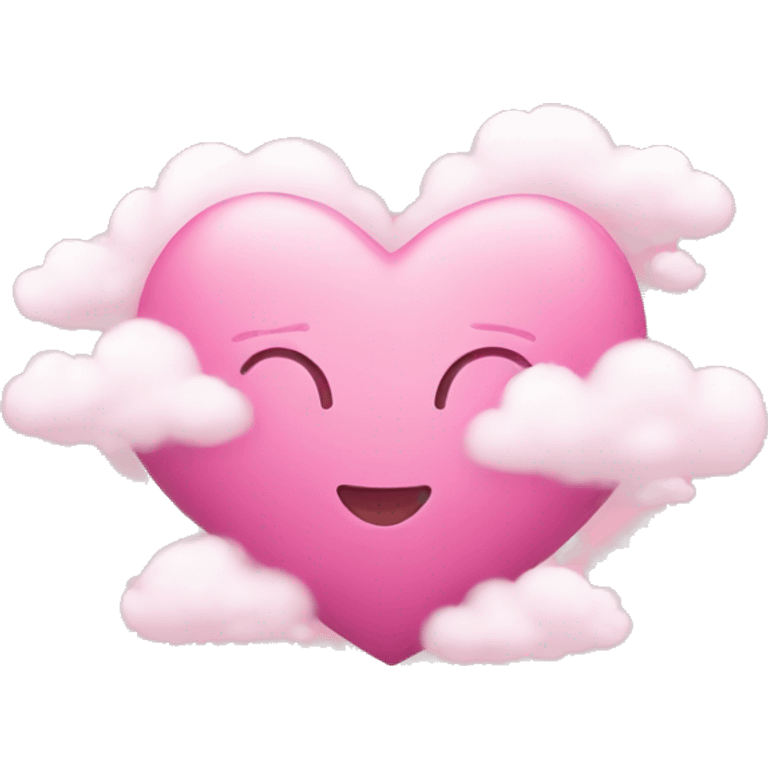 Pink heart with cute clouds emoji