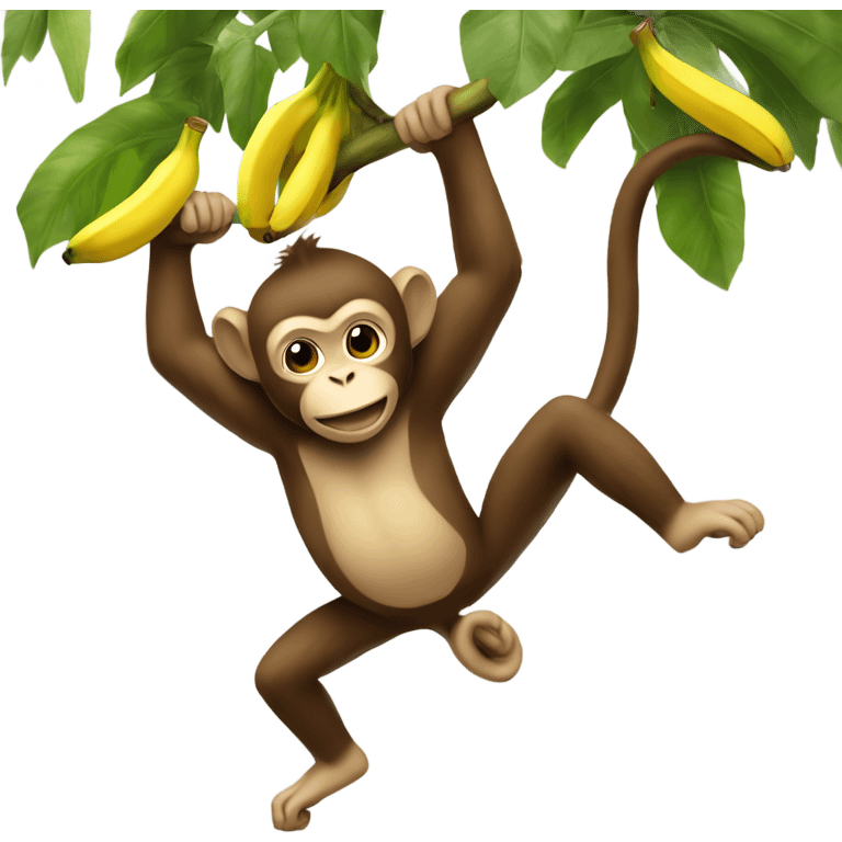 Monkey wearing a banana suit swinging from a tree emoji