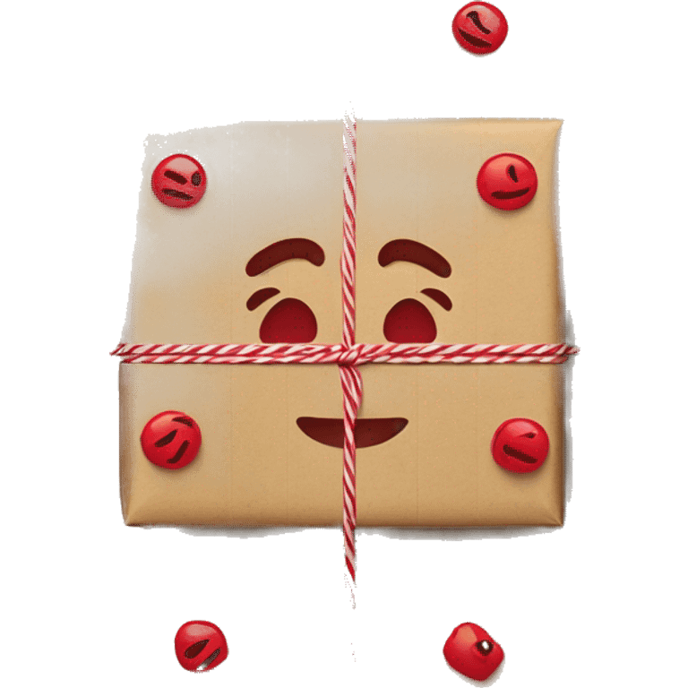 Gift with kraft wrapping paper tied with red twine emoji