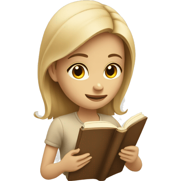 Girl reading a book. In beige tones  emoji