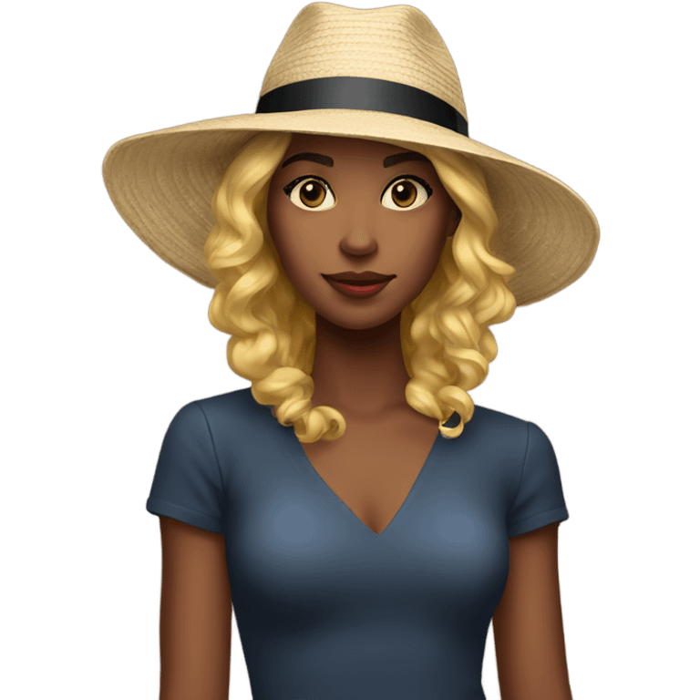 young woman in stylish hat emoji