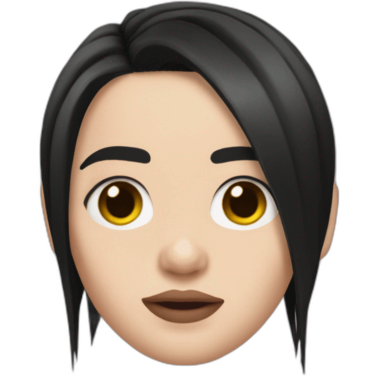 Billie Eilish with black hair and red roots emoji