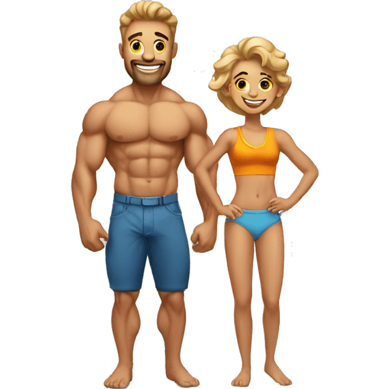 happy muscular family emoji