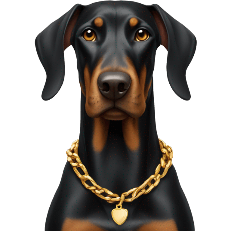 Doberman wearing a gold chain emoji