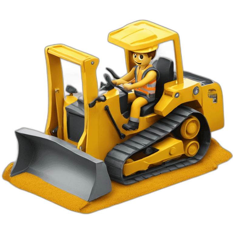 construction worker in bulldozer from bird perspective emoji