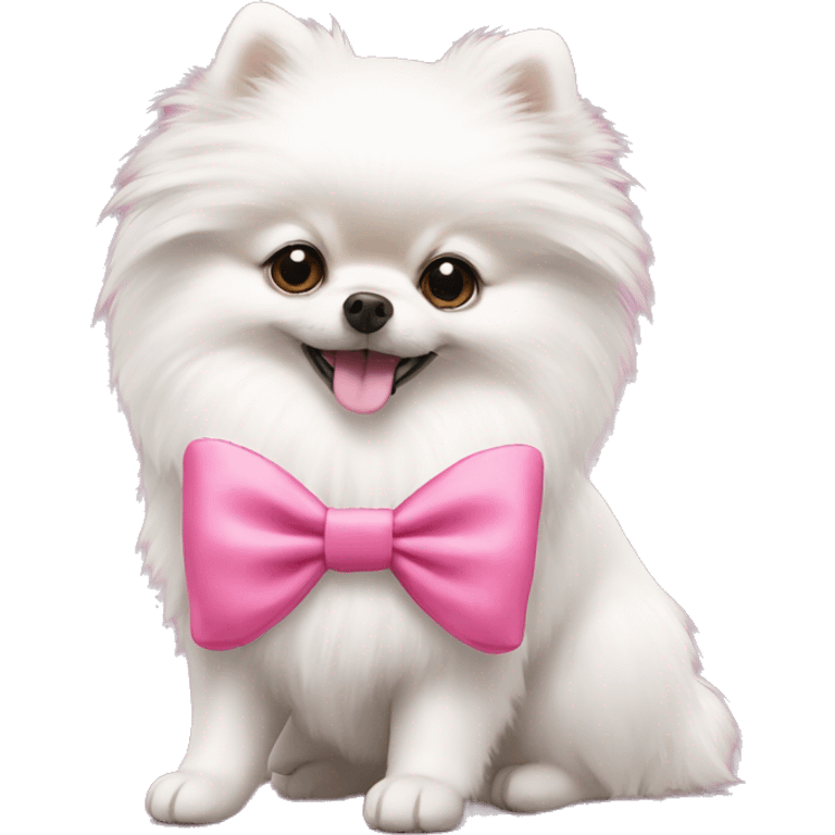 White Pomeranian with pink bow  emoji