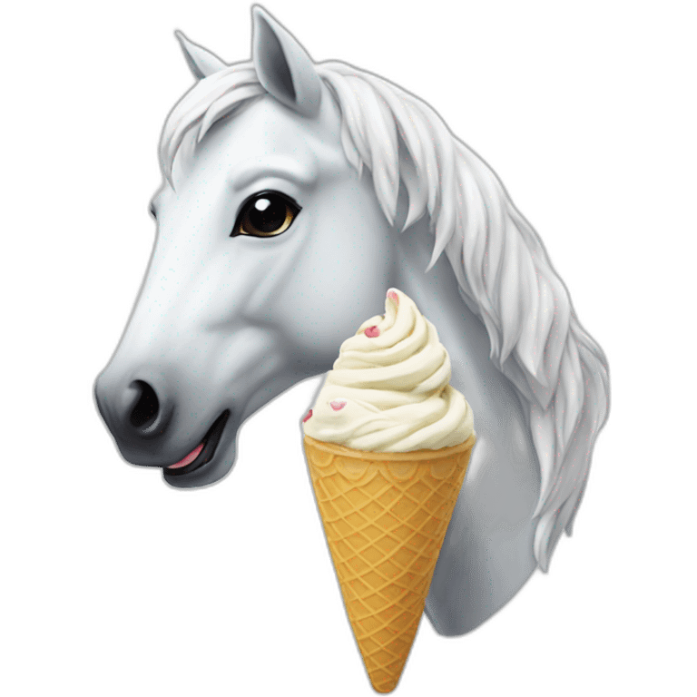 White horse eating ice cream emoji