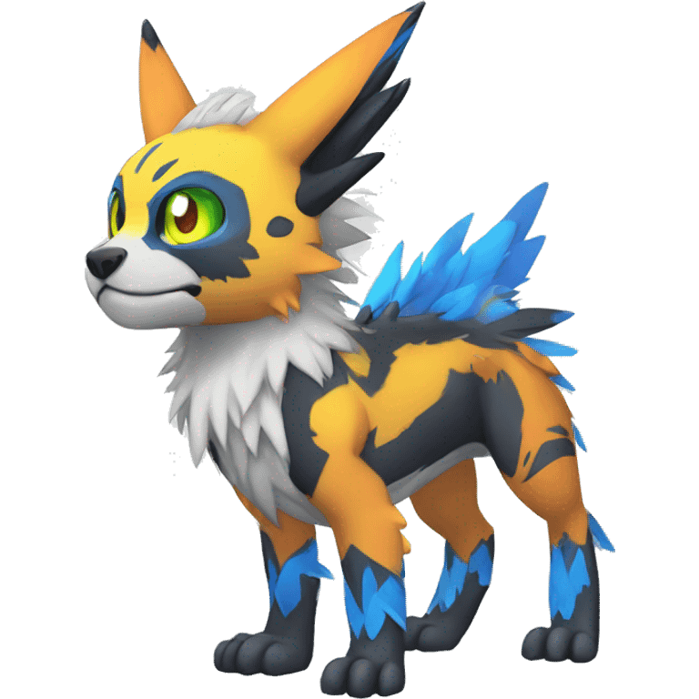 cute cool edgy Digimon-Fakemon-animal with colorful markings full body emoji