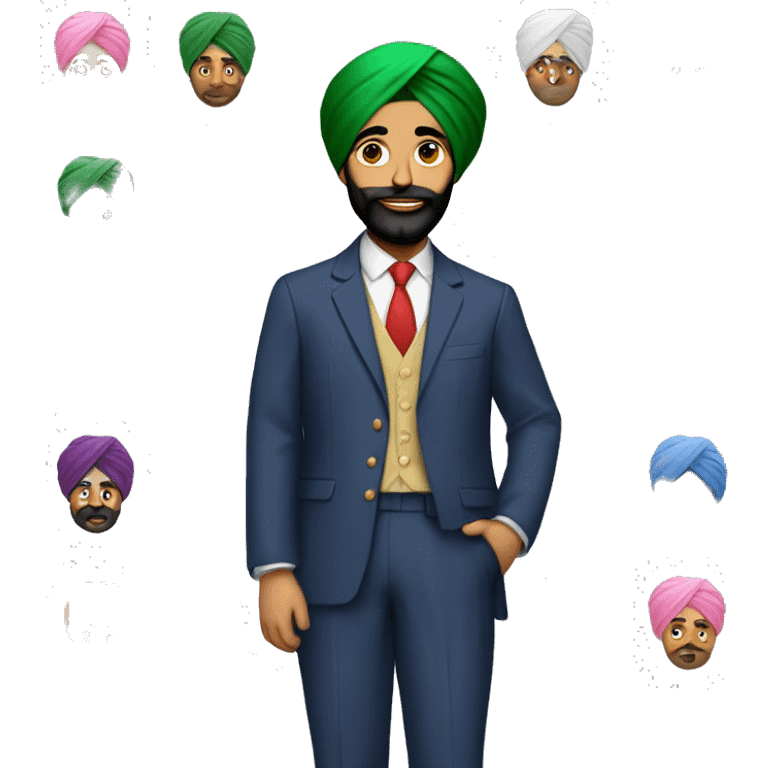 SIKH MALE WITH TURBAN IN FORMAL OUTFIT WITH LIPSING  emoji