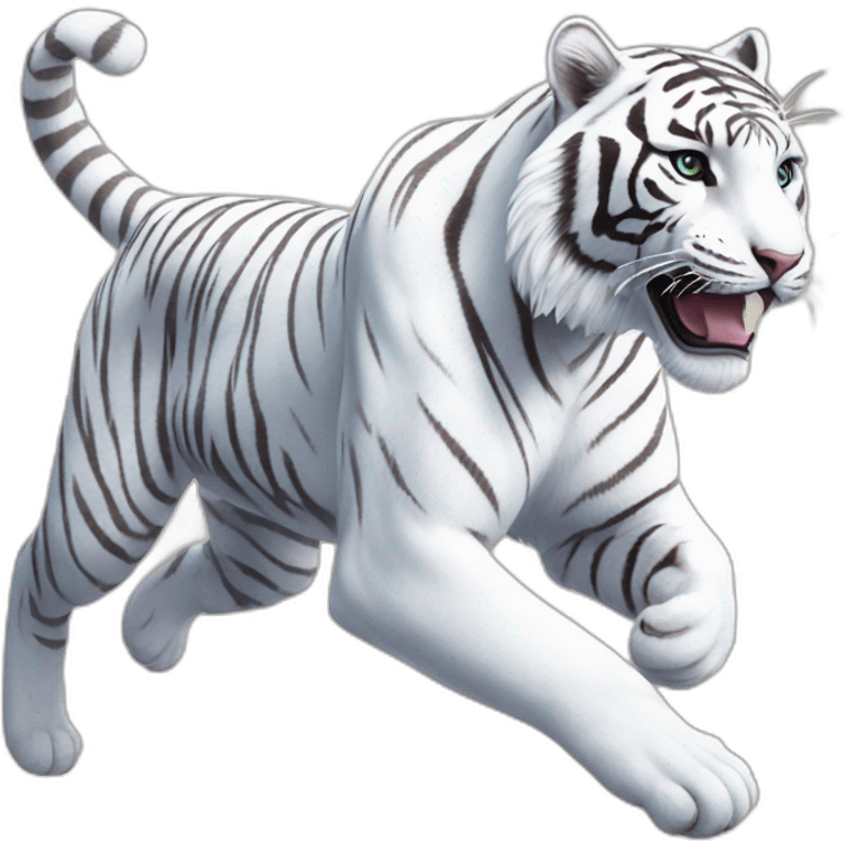 3 white tigers running to the left from right emoji