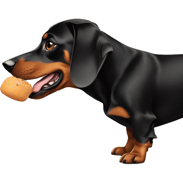 black dachshund hungry emoji